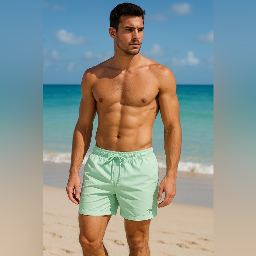 Caribbean Swimwear Mint Green Swim Shorts XL Mesh Lined Nylon 90s Y2K